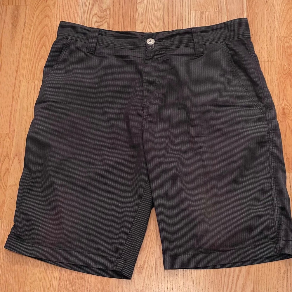 Mens Always Push Forward‎ Black Pinstripe Shorts Size 34 Cotton Blend Recycled